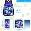 KLFVB 3PCS Boys Elephant Backpack, Water Resistant Kids Space Bookbag