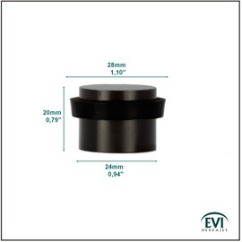 EVI Herrajes | Black Door Stopper - Adhesive Installation - White Rubber Protector - W=0.94 x H=0.79 Inch Door Stop