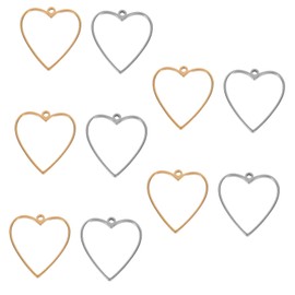 STOBAZA 10pcs Stainless Steel Heart Shape Resin Jewelry Bezels Hollow Open Frame Pendants for Earrings Necklace DIY Craft Projects Hypoallergenic Charm Settings