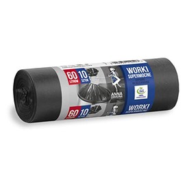 Anna Zaradna ST-AZ-010547 rubbish bags tear-resistant super strong 60 L, pack of 10, rubbish bags for household waste, office made of thick LDPE, regranulate film, colour: Black.