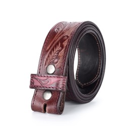 RESISTANCE Western No Buckle Belt With Engraved Floral Work Belt Strap For Men