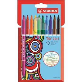 Felt Tip Pen - STABILO Trio 2 in 1 - Pack of 10 - Assorted colours