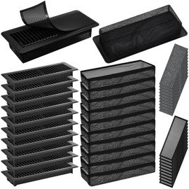 Zonon 40 Pcs 4" x 12" Floor Register Set Include Metal Vent Covers for Home Air Registers Metal Magnetic Floor Vent Covers Register Cover Traps Vent Screen Mesh Filters for Wall Ceiling Floor(Black)
