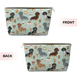 Cute Colored Coffee Dachshund Travel Toiletry Bag for Women and Men, Water-Resistant Purse Zipper Makeup Cosmetic Pouch Bag Travel Organizer Wash Bag for Accessories,Toiletries