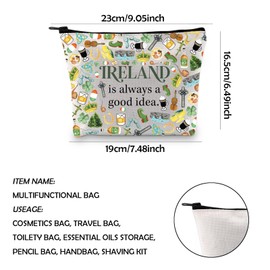 WCGXKO Ireland Trip Gift Ireland Lover Gift Ireland Merch Ireland Zipper Pouch Makeup Bag (Ireland Bag CA)