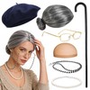 Tiwindx Old Lady Costume Outfit for Women Grandma Granny Wig