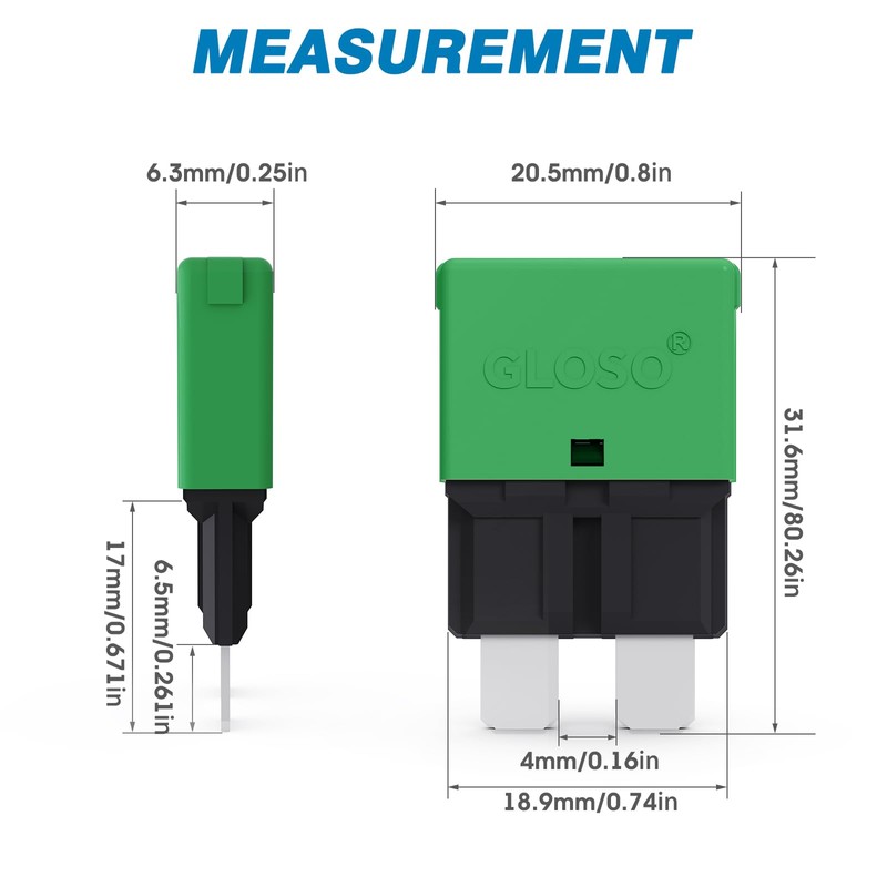 GLOSO Circuit Breakers E37 Auto (T1) Reset Low Profile ATC/ATO