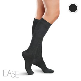 Ease Opaque Women's Firm 30-40mmHg Compression Chevron Trouser Socks (Black, Small Long)
