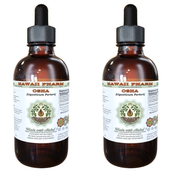 HawaiiPharm OSHA Alcohol-Free Liquid Extract, OSHA (Ligusticum porteri) Dried Root Glycerite Natural Herbal Supplement, USA 2x2 fl.oz