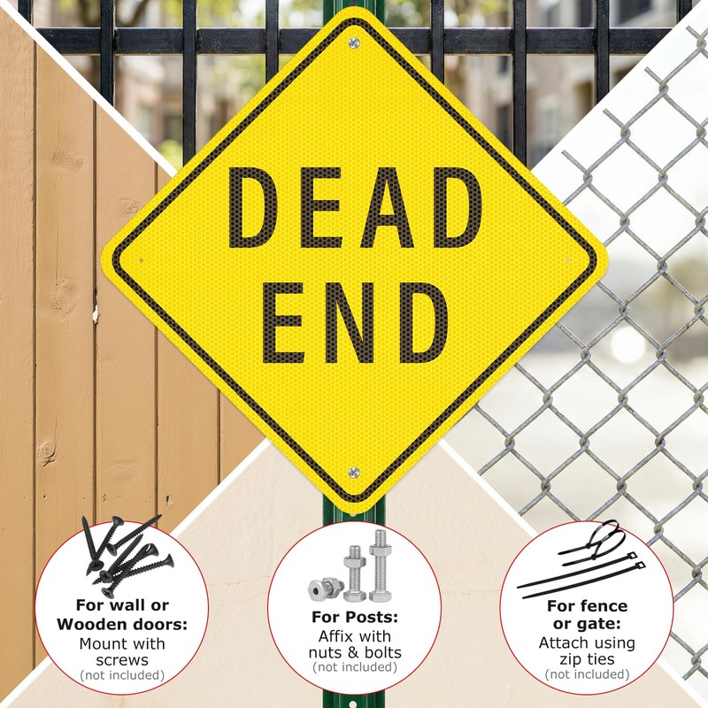 Anobell Dead End Sign 24 x 24 Inches Reflective Aluminum