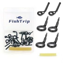 FishTrip Micro Fishing Rod Repair Kit 26pcs Baitcasting Rods Fishing Rod Tip Guides Repair Kit Ceramic Micro Guides Rings Replacement Kit Saltwater