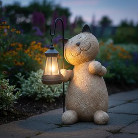 Braxio Solar Cat Garden Statue - 11.6" Yard Decorations Outdoor and Lantern