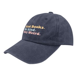 Book Lover - Gorra de béisbol para mujer, diseño de libro Be Kind Stay Weird, Azul marino, Talla única
