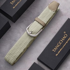 TANGCHAO Elastic Braided Belt for Men & Women， No Hole Adjustable Design ， Breathable Elastic Braided， All Day Comfort