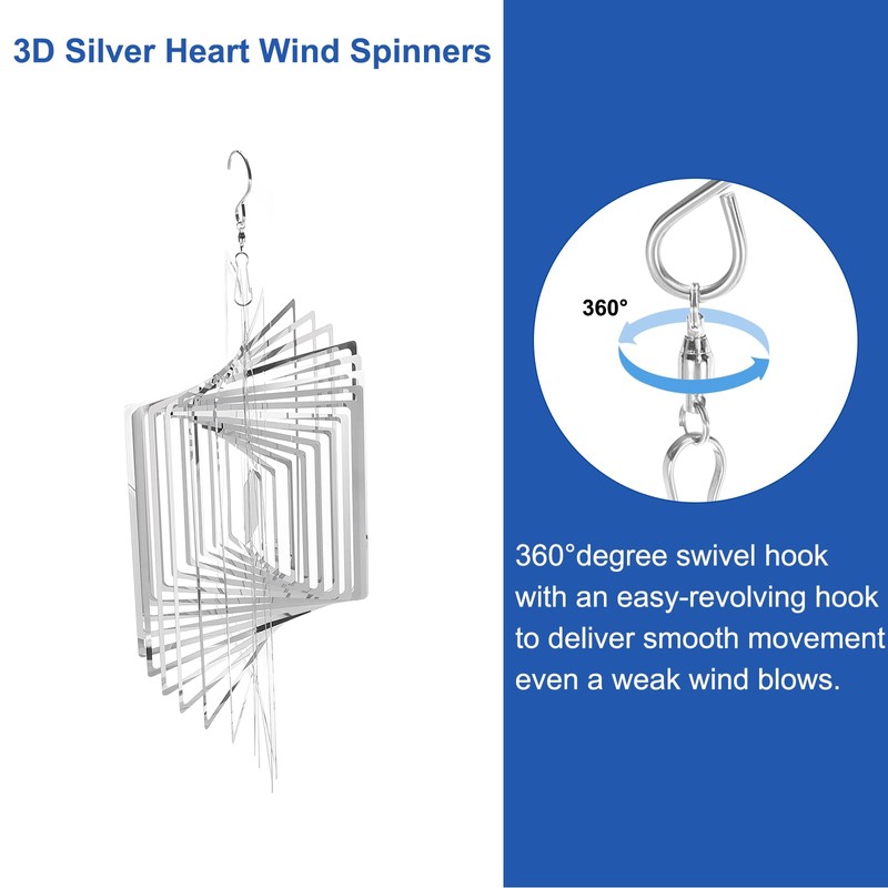 sourcing map Wind Spinner Square 9.84" x 13.39" Stainless Steel