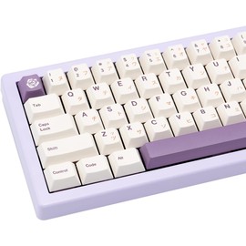 GEKUCAP White Japanese Keycaps 146 Keys Cherry Profile DYE-Sub Keycaps Minimalist Style PBT Keycaps Custom Keycaps Set for Cherry Gateron MX Switches Mechanical Keyboard（Purple Rose Theme）