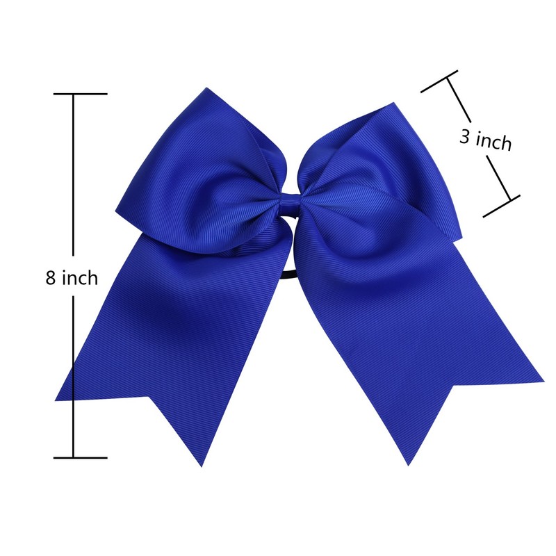 8 Inch Cheerleader Bows Ponytail Holder Solid Color Cheerleading Bows