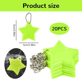Safety Reflector Pendants, Pack of 20 Children's Reflector Pendants, Star Safety Reflector, Children's Reflectors, Reflective Key Chain for School Bag, Backpack, Cycling, Walking, Running