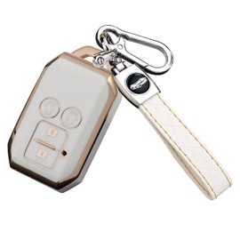 YANMW Key Case Compatible Suzuki Hustler Jimney Spacia Custom Solio Flare Wagon Smart Key Case Key Cover Key Holder (4 Buttons, White)