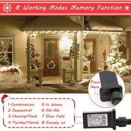 Christmas Lights Outdoor - Christmas Tree Lights - 108FT 300 LED with 8 Modes, End-to-End Plug, UL Certified, Waterproof Fairy String Lights for Xmas Tree Decorations Garden Party(Cool White)