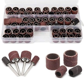 104Pcs Drum Sanding Band Sleeve Set Drill Sanding Band 60 120 320 Grit with 4 Drum Mandrel for Dremel Rotary Tool