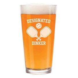 MIP 16 oz Beer Pint Glass Designated Dinker Funny Pickleball