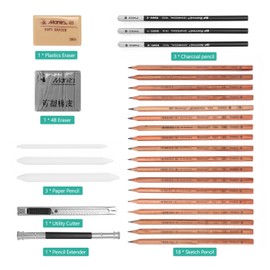 Drawing Beginner Sketch Set Charcoal Pencil Eraser Art Craft Painting Sketching Kit Artist's Pencils Earser Drawing Supplies Kit