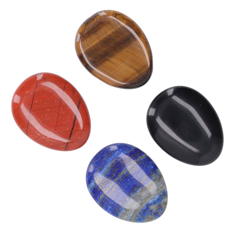 4Pcs Thumb Worry Stone Stress Relief Meditation Small Portable Oval