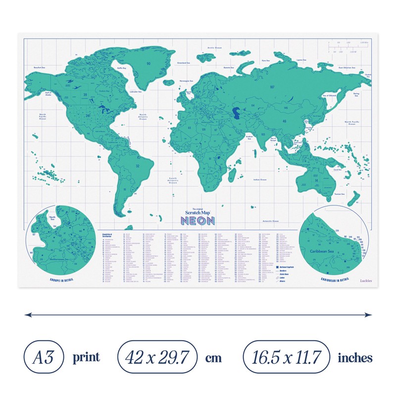 Luckies Scratch Map Neon | Travel Map & Scratch Off