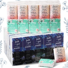 Lincia 120 Pack Christian Bible Verse Facial Tissues Bulk 3 Ply Party Supplies Individual Pocket Travel Size Mini Tissue Religious Scripture Gifts for Guests, Church, Wedding, Funeral