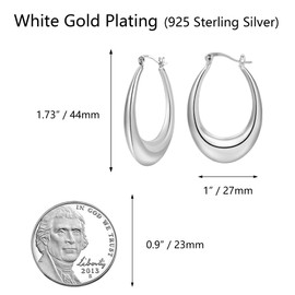ASH'S CHOICE Sterling Silver 925 Earrings Large Hoop Earrings Oval Drop Earrings Gold for Women Hypoallergenic Earrings Chunky Lightweight Chunky Thick Hoop Earrings Medium Earrings Twisted Oval Hoop
