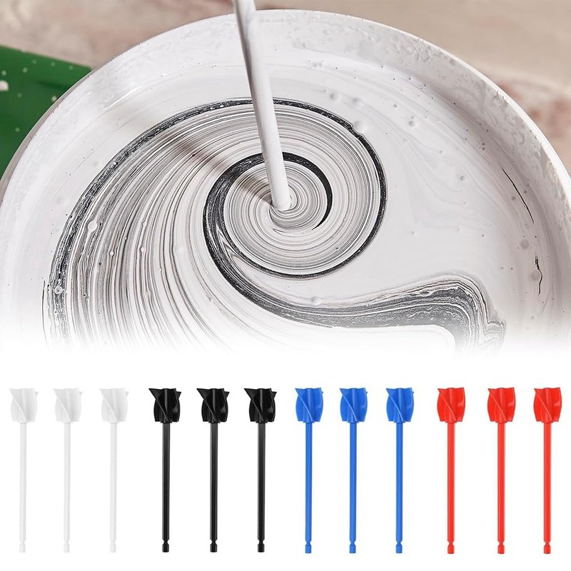 Geieold Epoxy Mixer Attachment for Drill, 12-Piece Set - Helix