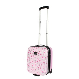 Betsey Johnson Designer Underseat Luggage Collection - 15 Inch Hardside Carry On Suitcase for Women- Lightweight Under Seat Bag with 2-Rolling Wheels (Flamingo Strut)