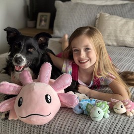 MaoGoLan Giant Axolotl Plush with 3 Babies Inside, 33" Axolotl Stuffy