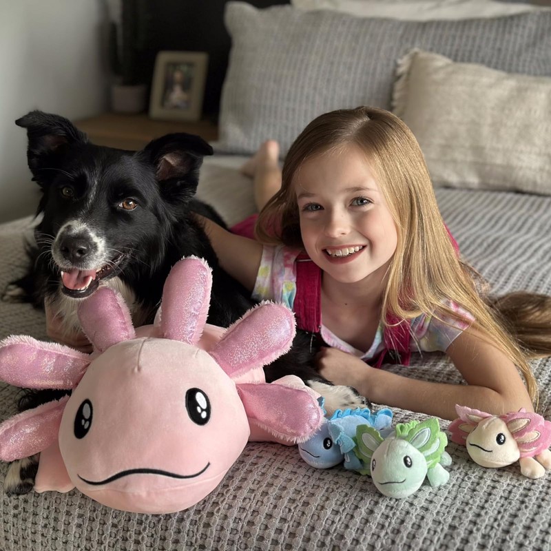 MaoGoLan Giant Axolotl Plush with 3 Babies Inside, 33" Axolotl