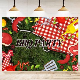 8x6ft BBQ Party Backdrop for Family Picnic Grass Fire Photography Background Wall Decor Barbecue Party Decor Banner Photo Background