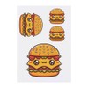 4 x 'Kawaii Cheeseburger' Temporary Tattoos - Water Resistant, Skin-Safe,