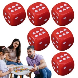 6 Sided Dice,Acrylic Playing Dice with Heart-Shaped Dots - Rounded Corner Portable Toys for Collecting Travel Night Homeschooling