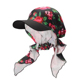 ZLYC Women Chemo Headwear Brim Lightweight Beanie Hat Pre Tied Head Scarf(Rose Black),One Size