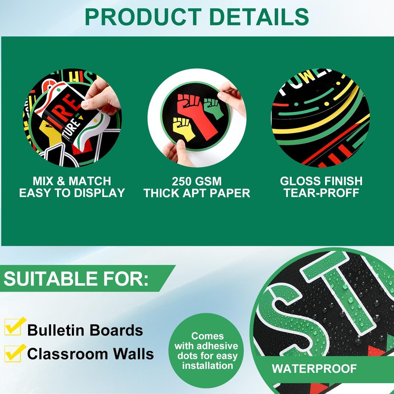 Mooliwe 71 Pcs Black History Month Bulletin Board Decorations African