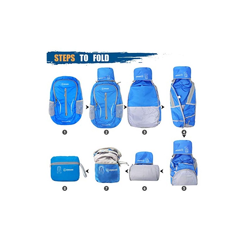ZOMAKE Ultra Lightweight Packable Backpack 25L, Foldable Hiking Backpacks Water