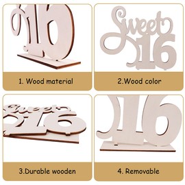 Sweet 16 Birthday Decoration, Sweet 16 Wooden Sign Photo Booth Props,16th Birthday Sign Ornaments Table Centerpieces Party Supplies, Sweet Sixteen Years Old Party Table Toppers Decor