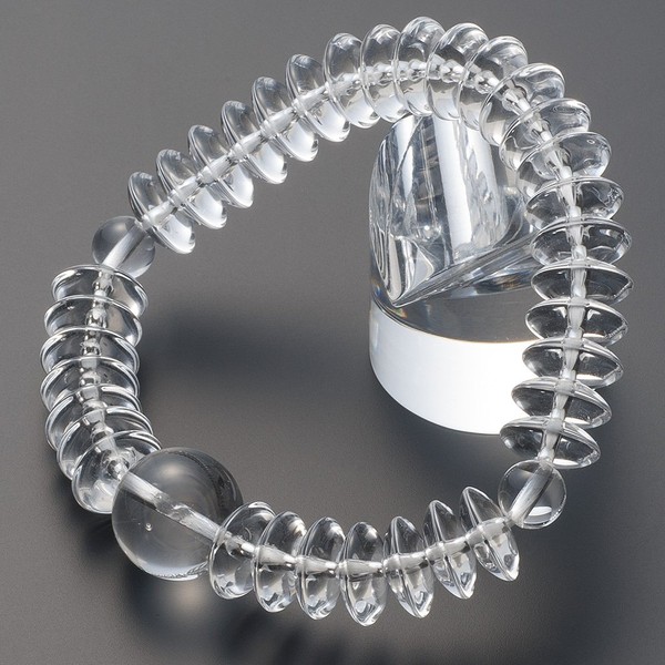 Butsudanya Takita Shoten Special Bracelet Natural Stone Bracelet, Genuine Crystal, Flat Ball, 0.5 x 0.2 inches (12 x 5 mm), Inner Circumference: Approx. 6.9 inches (17.5 cm) ◆ Prayer Beads Bracelet,