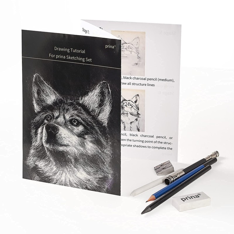 Prina 50 Pack Drawing Set Sketch Kit, Sketching Supplies with
