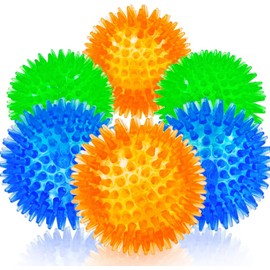 yenlk Squeaky Dog Ball Toys, 6 Pack -Dogs Chew Spiky Ball, Floatable Dog Pool toy, Toss Fetch Toys for Puppy, Rubber TPR Dog Chew Toys for Boredom, Teeth Cleaning for Small and Medium Dogs