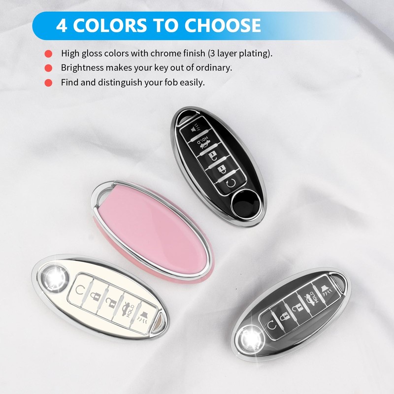 QBUC for Nissan Key fob Cover,Soft TPU 360°Car Key Case