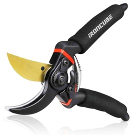 IRONCUBE 8" Professional Premium Titanium Bypass Pruning Shears, Hand Crafted Pruners, Garden Clippers