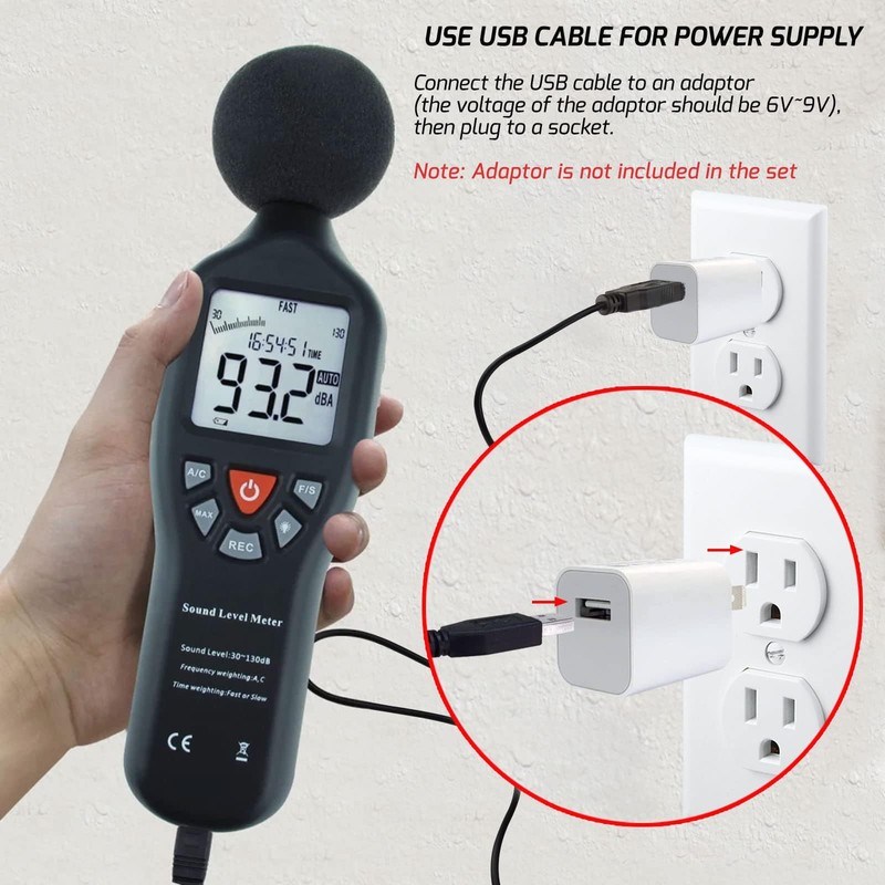 Digital Sound Level Meter 30-130dB Range High Accuracy A C