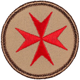Templar Cross Patrol Patch - 2" Diameter Round Embroidered Patch (Hook Fastener)