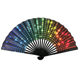ARWIG Hand Fan Folding for Adults, Premium Rave Fan Folding Fans Handheld for Dance Parties Disco Party Beach Drag Queen Performances, Essential Rave Accessories Gift (Point Pattern)